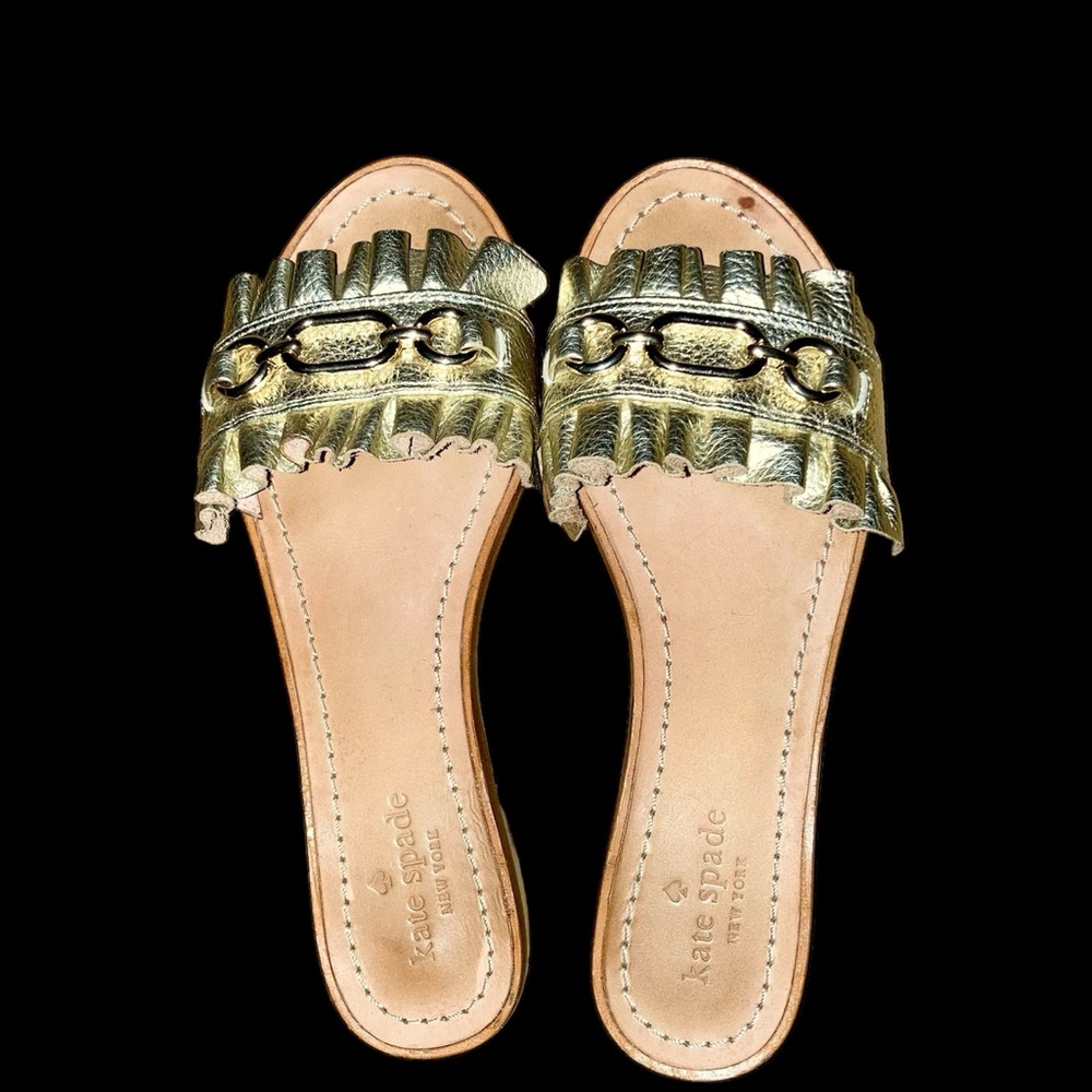 kate spade ♠️ slides sandals. gold. size 8.
